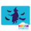 Picture of Witch With Bats Glitter Tattoo Stencil - HP-191 (5pc pack)